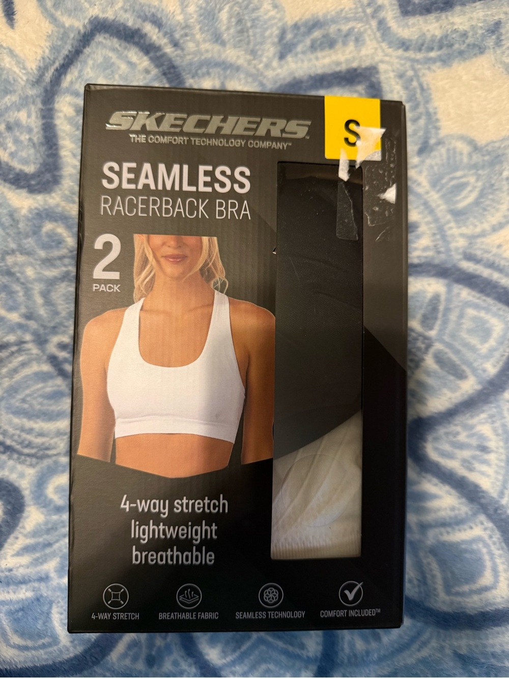 Skechers Seamless Racerback Bra - White & Black (2-Pack) Size Small NEW